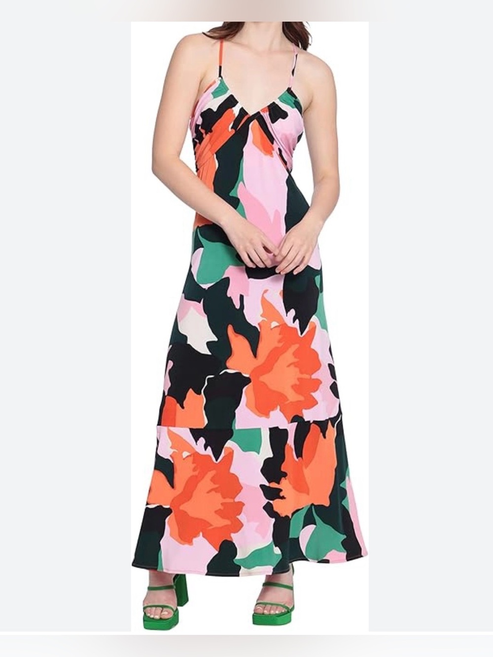 Donna Morgan Abstract Floral Maxi multi color Dress.  Size 14.  Great condition